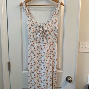 Abercrombie peach print midi dress with slit - Sz S